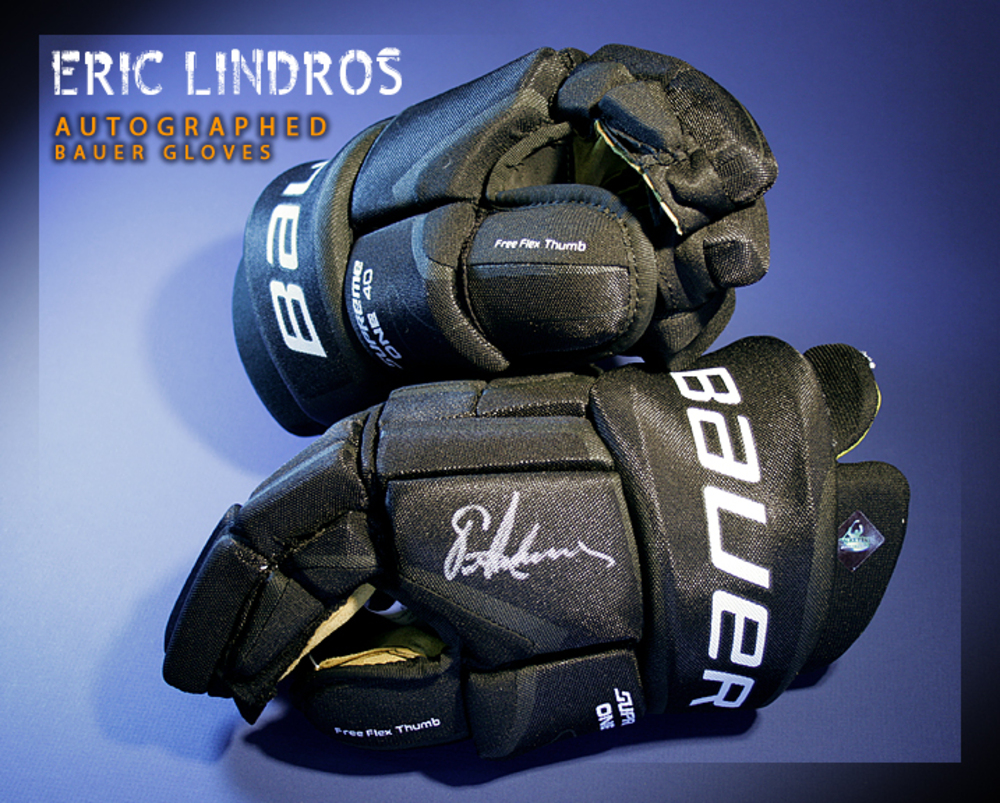 ERIC LINDROS Signed Philadelphia Flyers Player Brand Bauer Gloves