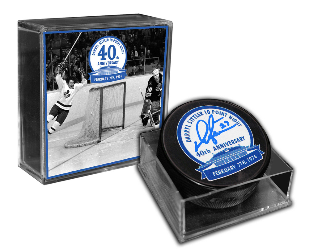 Darryl Sittler - Signed 10-Point Night 40th Anniversary Logo Puck - Limited Edition /127
