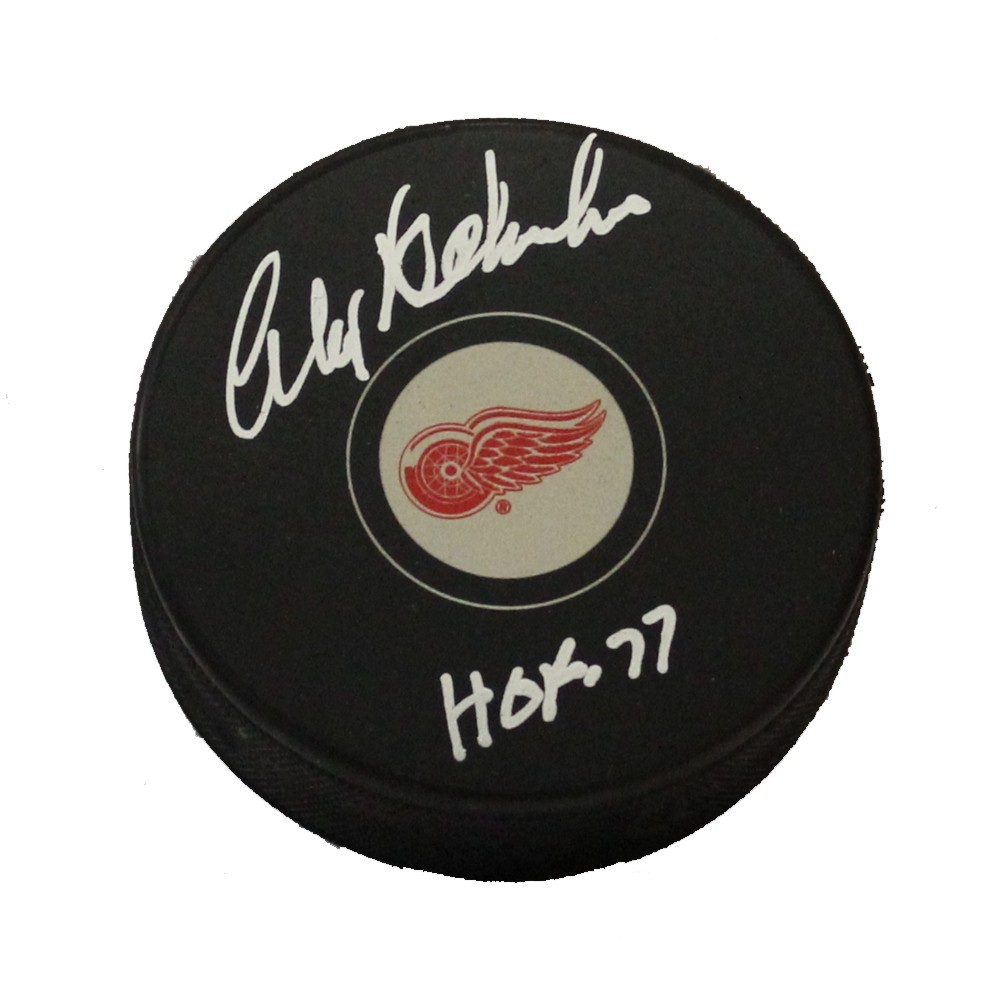 Alex Delvecchio Autographed Detroit Red Wings Puck