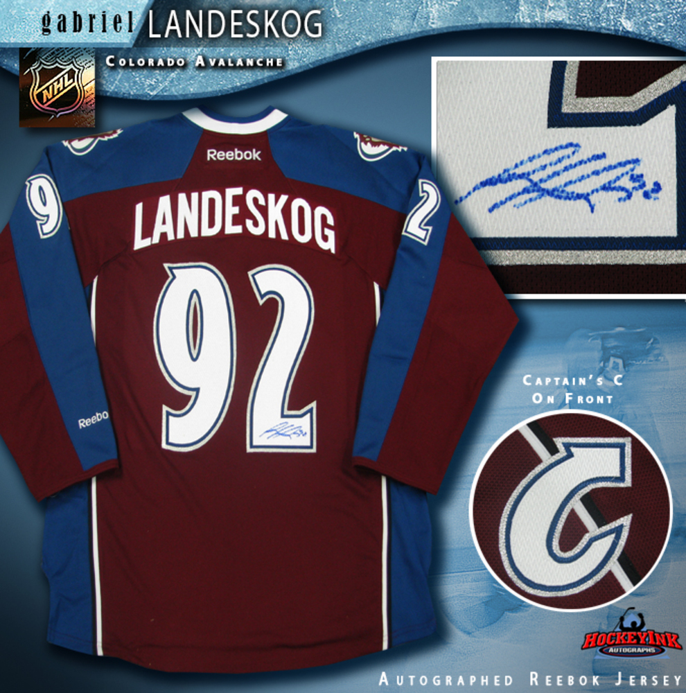 GABRIEL LANDESKOG Signed Burgundy Reebok Colorado Avalanche Jersey With CAPTAIN C