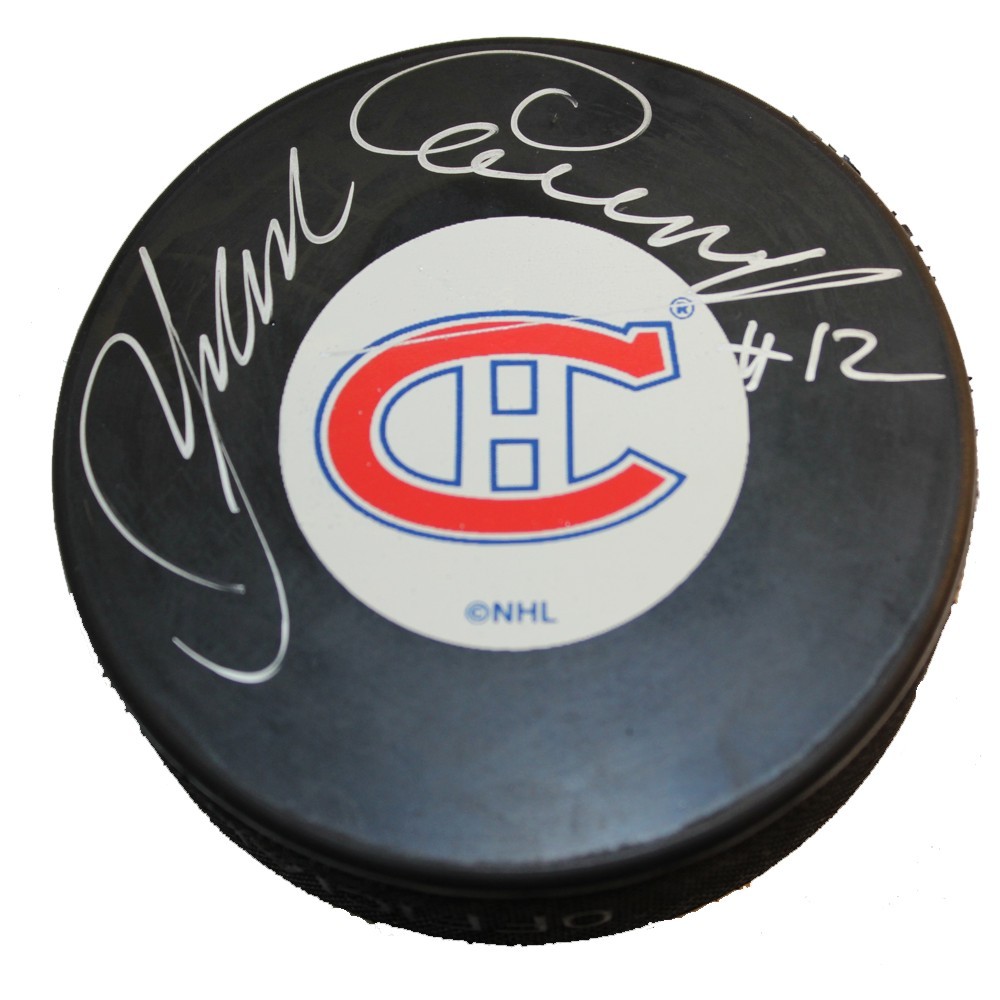 Yvan Cournoyer Autographed Montreal Canadiens Puck
