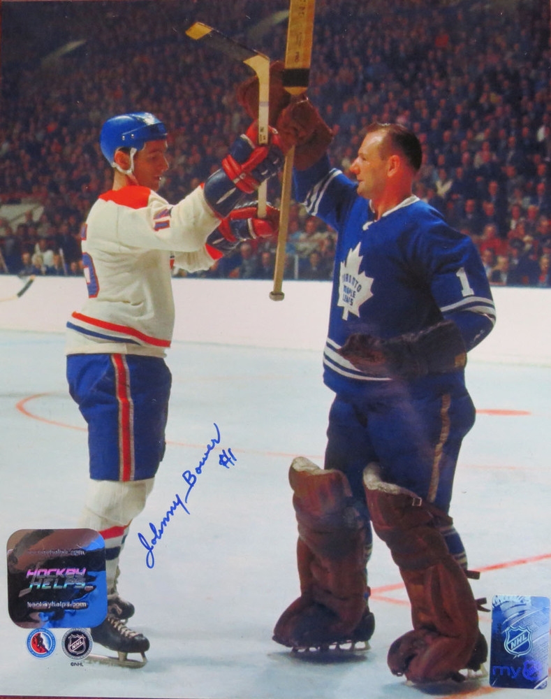 Johnny Bower Signed Toronto Maple Leafs STICKS UP 8x10