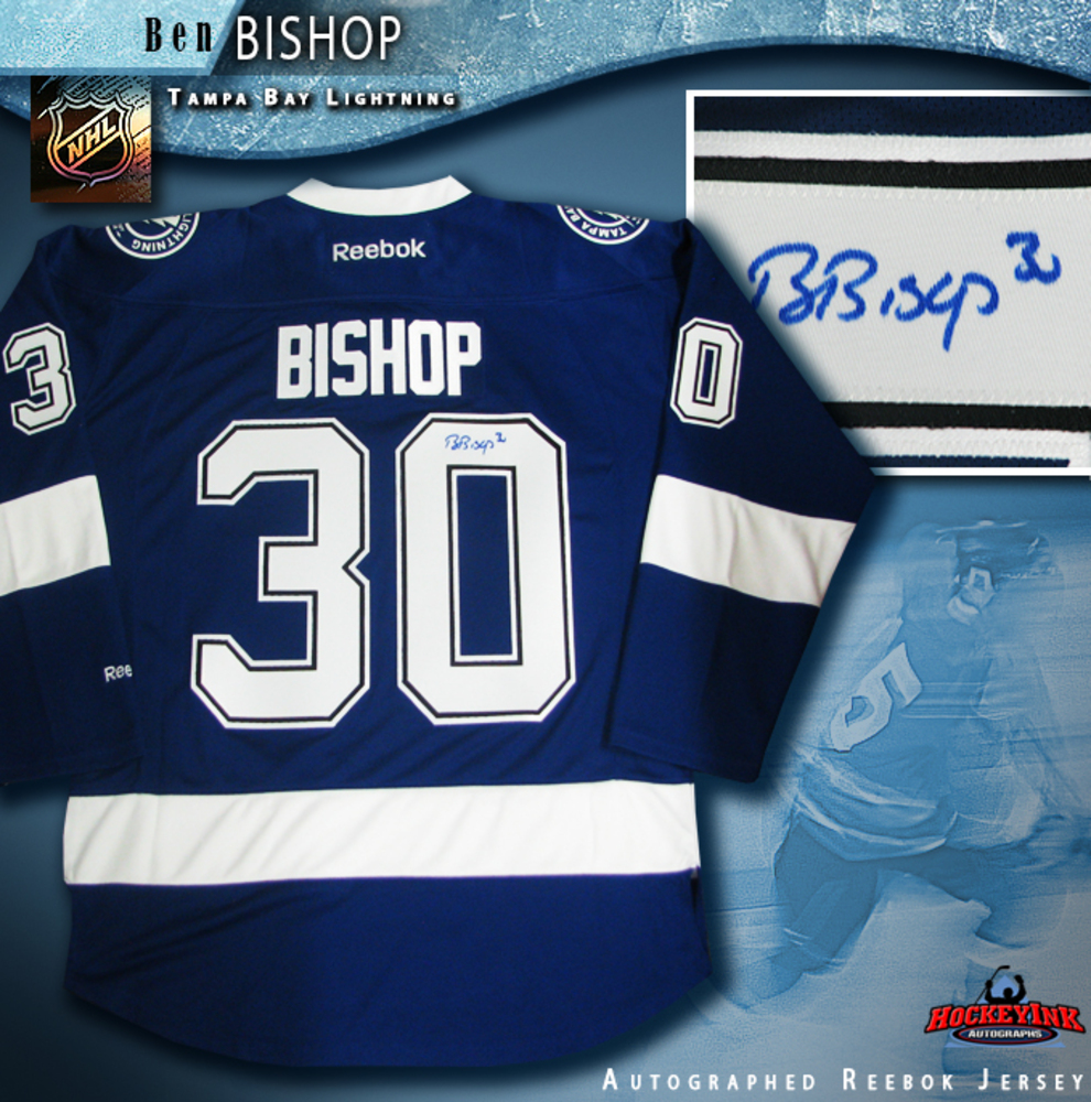 BEN BISHOP Signed Tampa Bay Lightning Blue Reebok Jersey