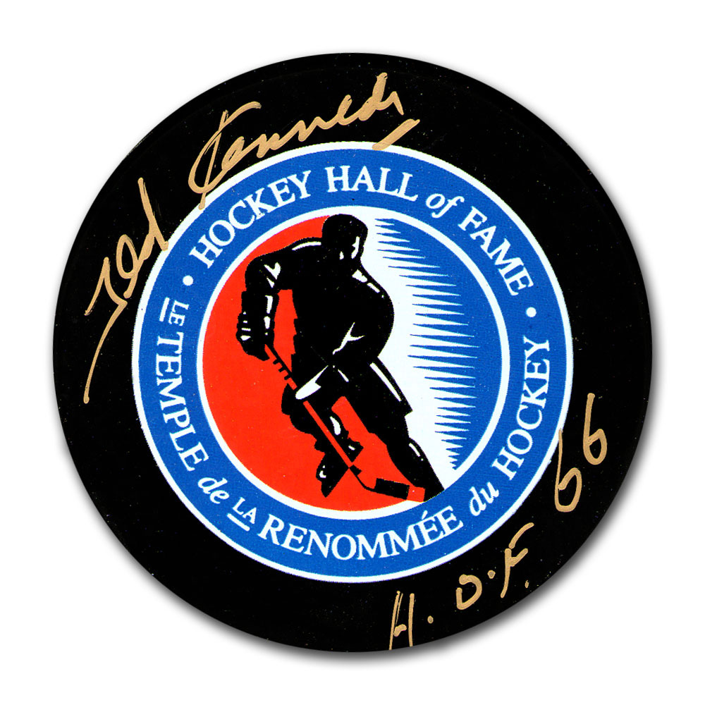 Ted Kennedy (deceased) Autographed Hockey Hall of Fame Puck w/HOF 66 Inscription (Toronto Maple Leafs)