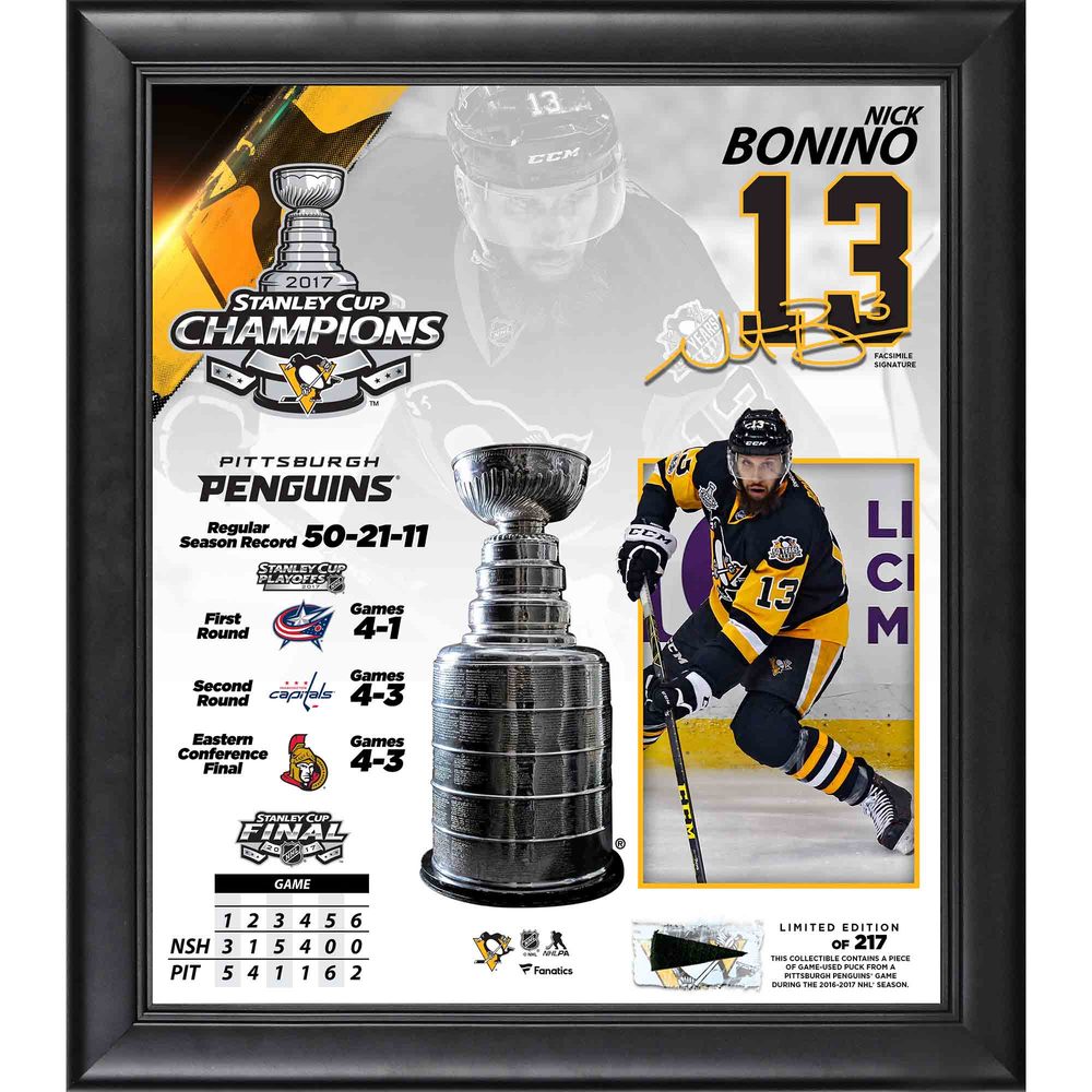 Nick Bonino Penguins 2017 Stanley Cup Champions Framed 15