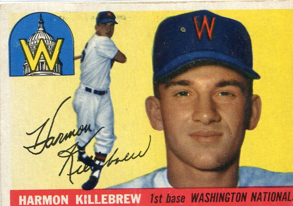 1955 Topps #124 Harmon Killebrew Rookie Card -- Senators Hall of Famer