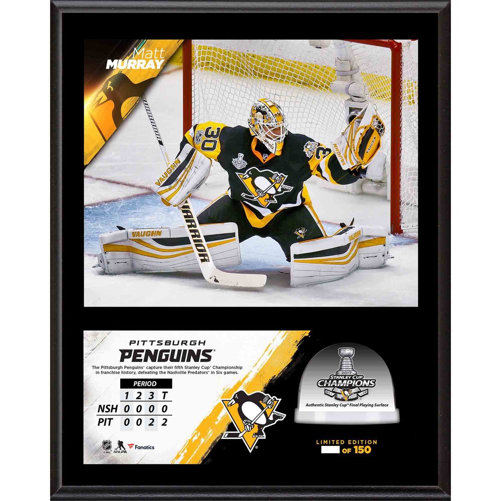 Matt Murray Penguins 2017 Stanley Cup Champions 12'' x 15'' Sublimated Plaque with Game-Used Ice from the Stanley Cup Final - #1 of a L.E. of 100