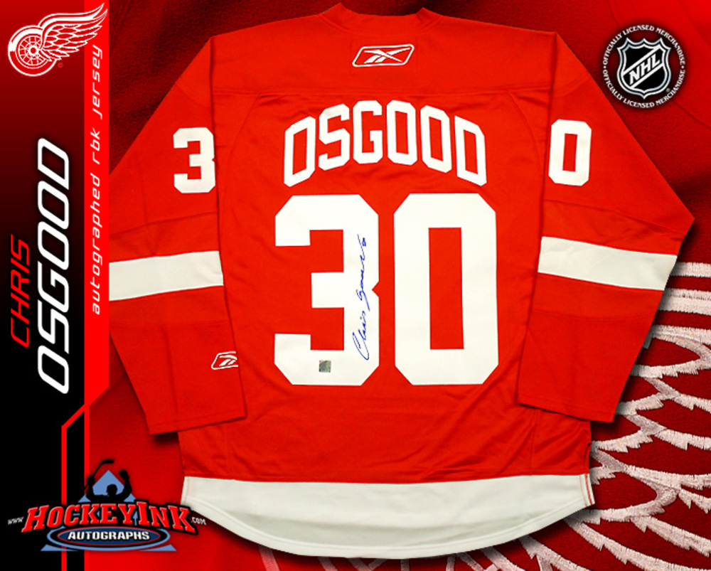CHRIS OSGOOD Signed RBK Premier Red Detroit Red Wings Jersey