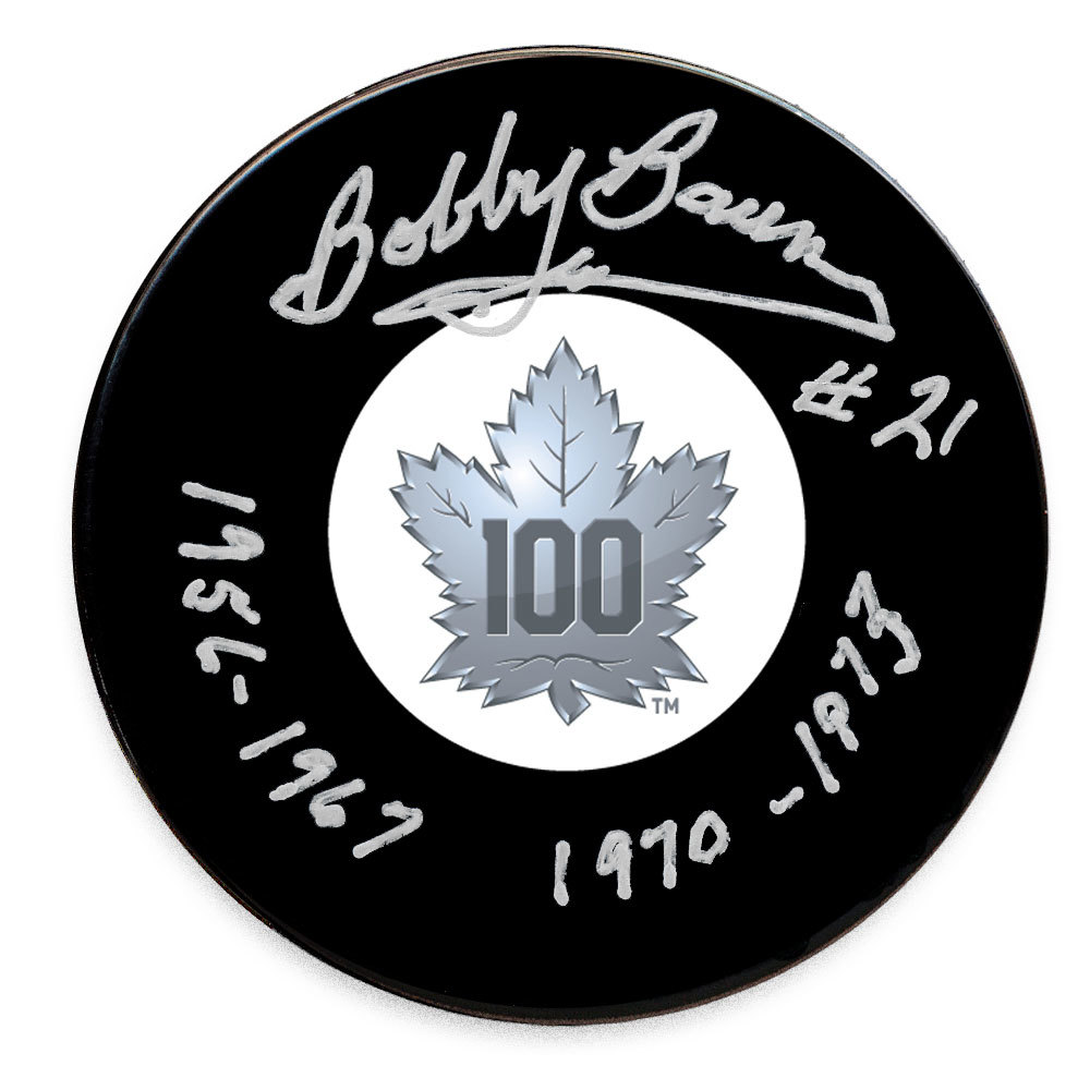 Bobby Baun Toronto Maple Leafs 100th Anniversary Autographed Puck