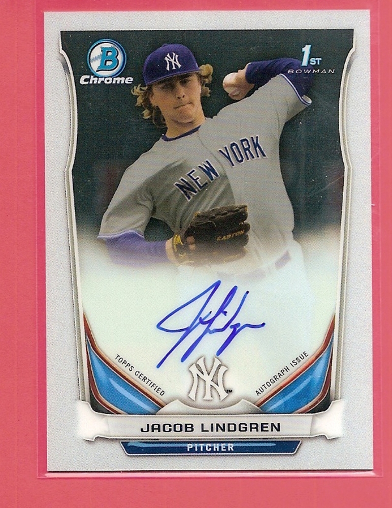 2014 Bowman Chrome Draft Draft Pick Autographs #BCAJL Jacob Lindgren