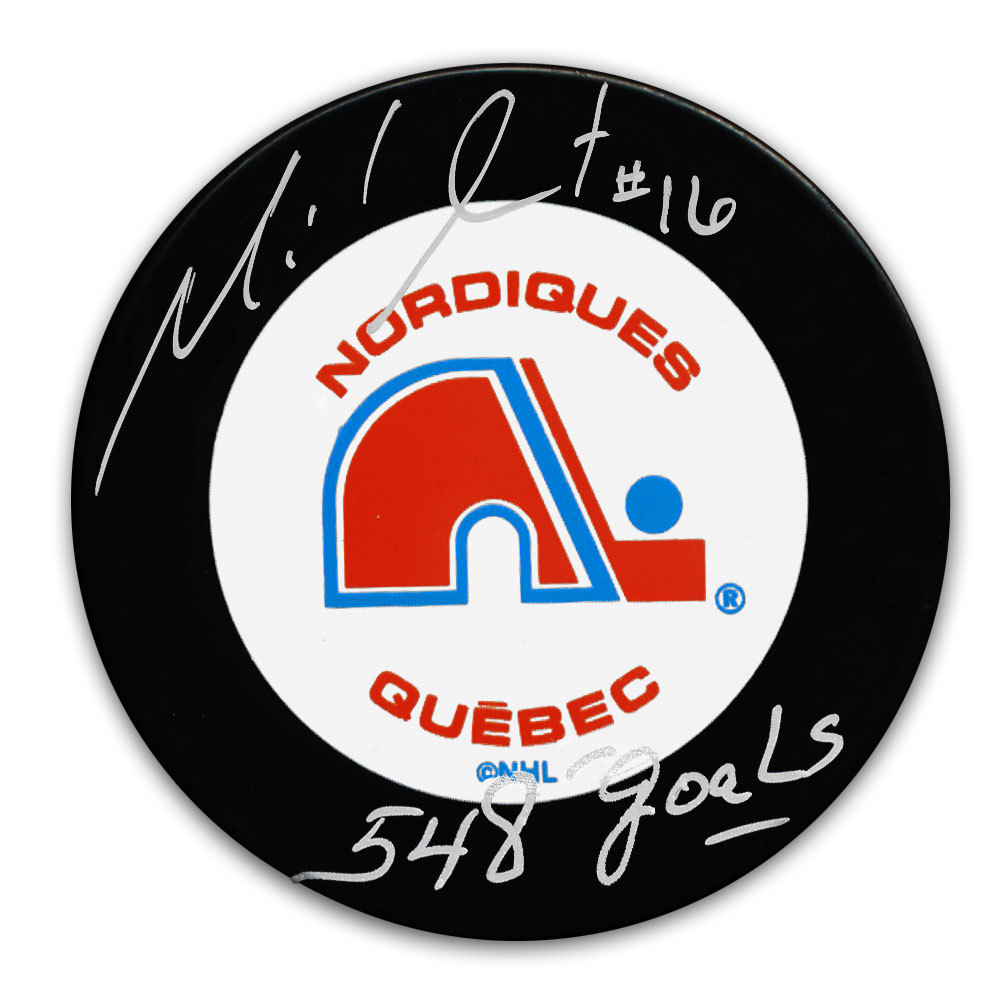 Michel Goulet Quebec Nordiques 548 Goals Autographed Puck