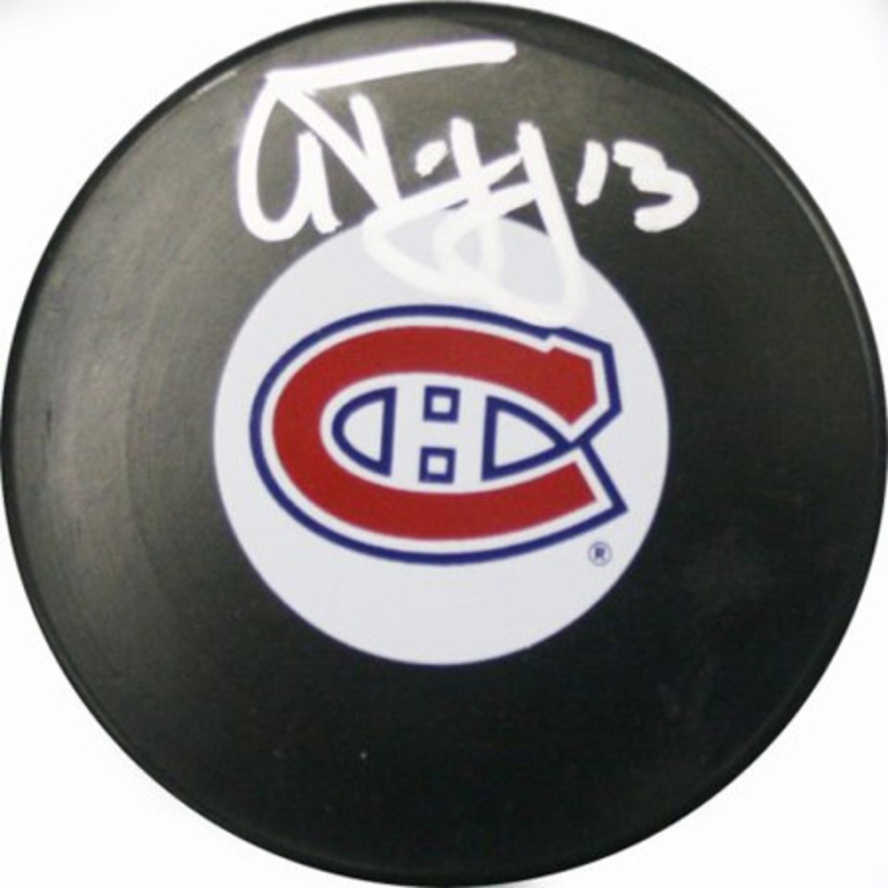 Alex Tanguay Signed Puck Canadiens Logo
