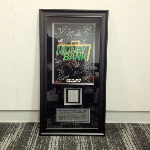 Money In The Bank 2013 SIGNED Plaque with piece of USED Ladder