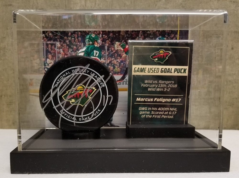 Wild Game Used Goal Puck- Foligno GWG in 400th NHL Game