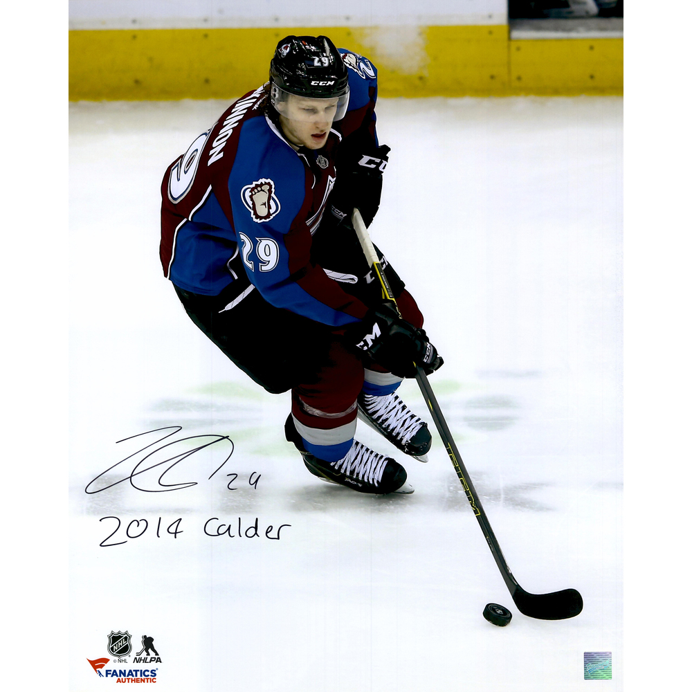 Nathan MacKinnon Colorado Avalanche Autographed 16'' x 20'' Photograph with 2014 Calder Inscription - Frameworth