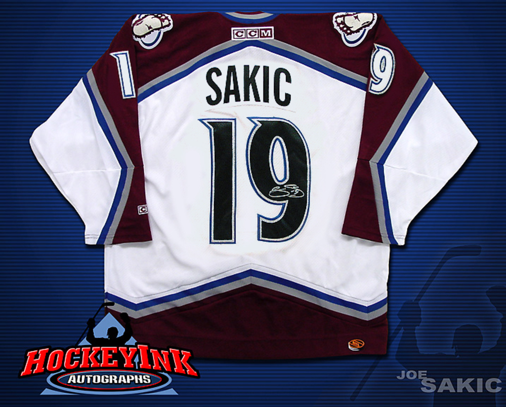JOE SAKIC Signed White Colorado Avalanche Jersey