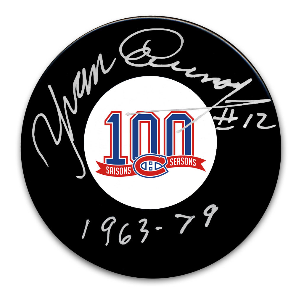 Yvan Cournoyer Montreal Canadiens 100th Anniversary Autographed Puck