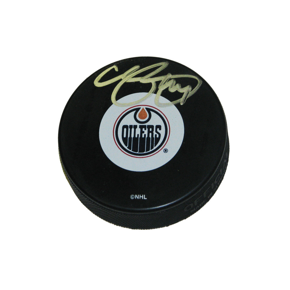 CHRIS PRONGER Signed Edmonton Oilers Puck