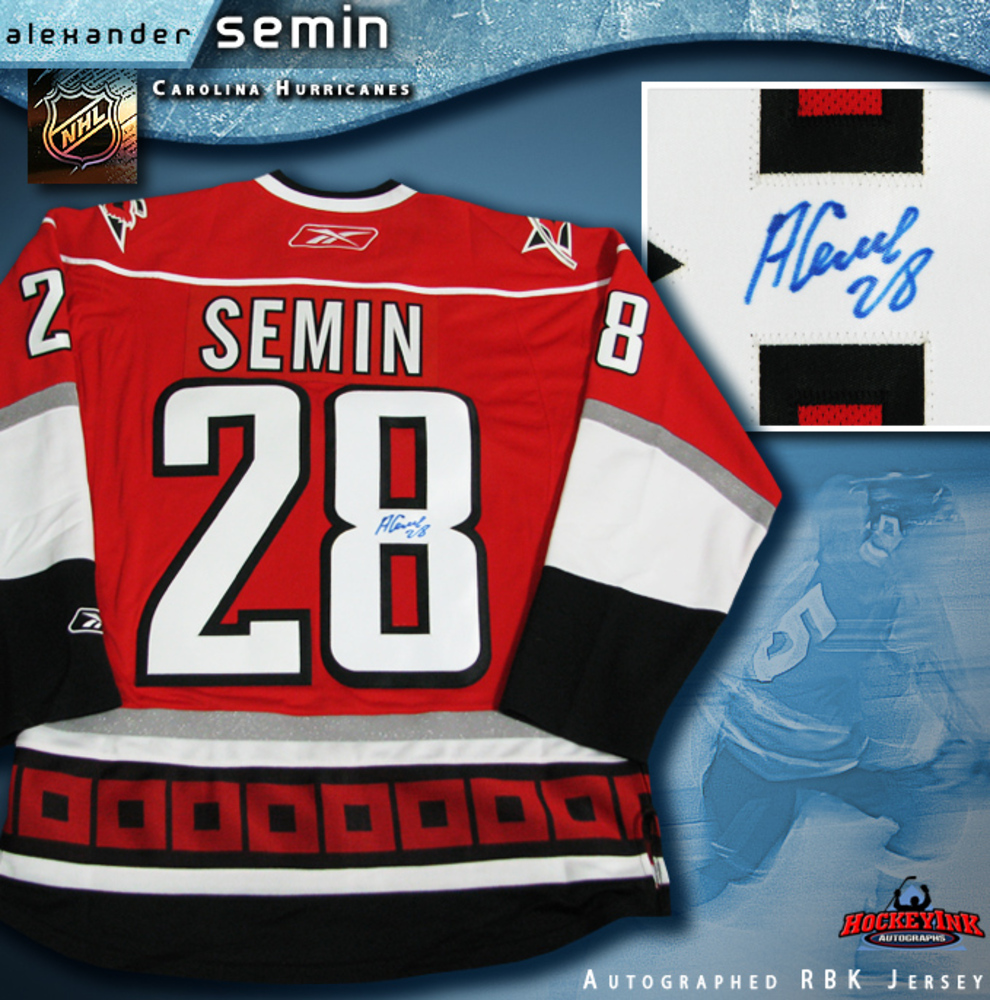 ALEXANDER SEMIN Signed Carolina Hurricanes Red RBK Premier Jersey
