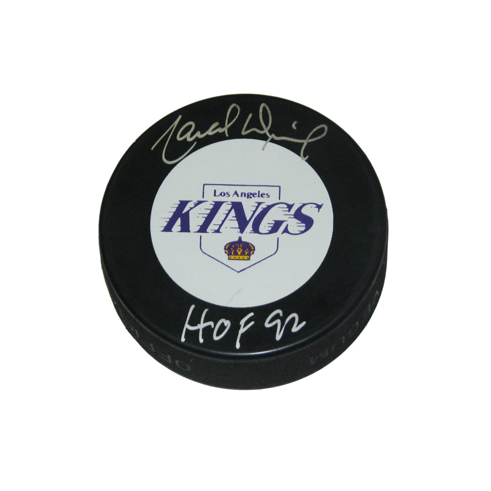 MARCEL DIONNE Signed Los Angeles Kings Puck with HOF inscription