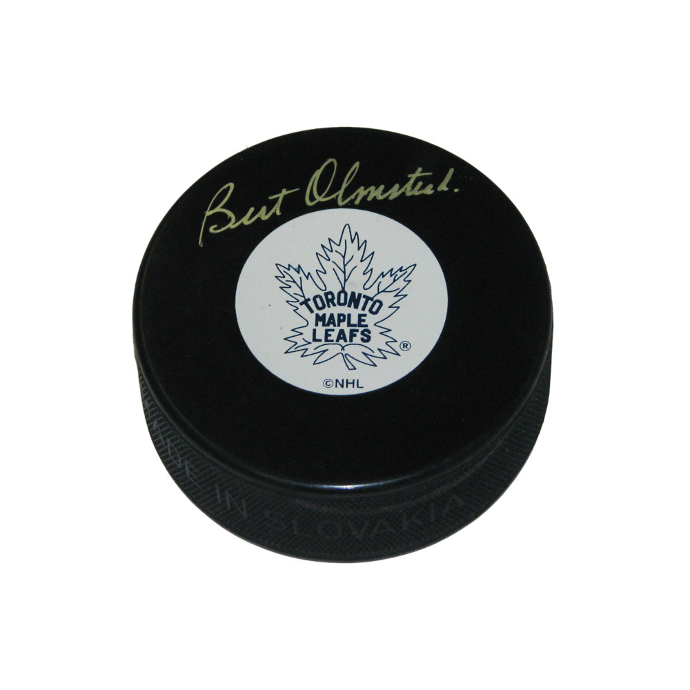 BERT OLMSTEAD Signed Maple Leafs Puck