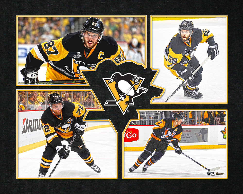 Pittsburgh Penguins - Framed 4-Player Logo Frame