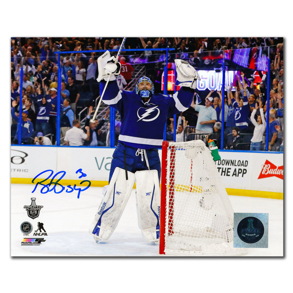 Ben Bishop Tampa Bay Lightning CELEBRATION Autographed 8x10