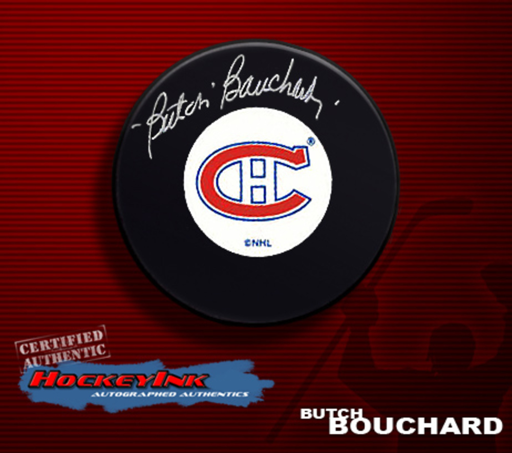 BUTCH BOUCHARD Signed Montreal Canadiens Puck