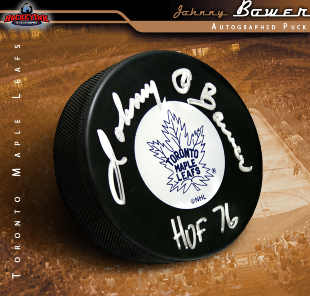 JOHNNY BOWER Signed Toronto Maple Leafs Puck