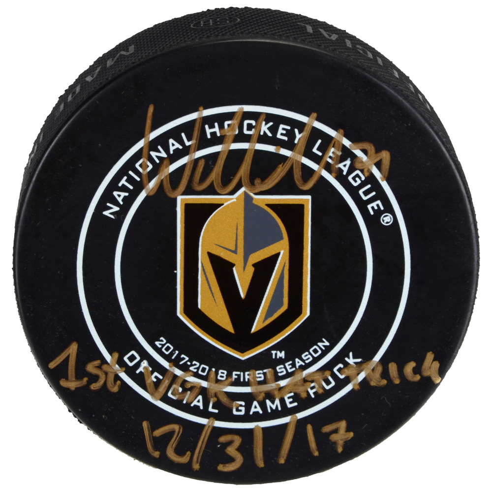 William Karlsson Vegas Golden Knights Autographed Official Game Puck with 1st VGK Hat Trick 12/31/17 Inscription
