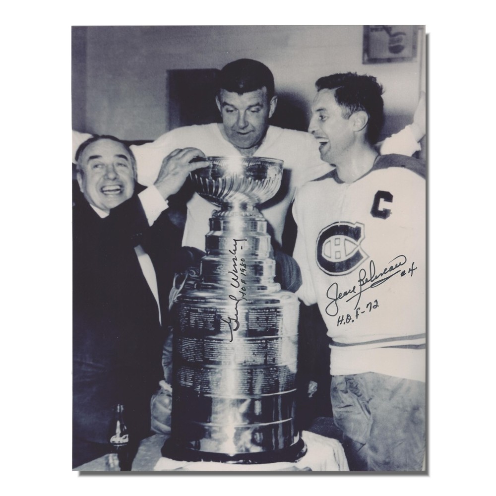 Jean Beliveau (deceased) and Gump Worsley (deceased) Autographed Montreal Canadiens 8x10 Photo