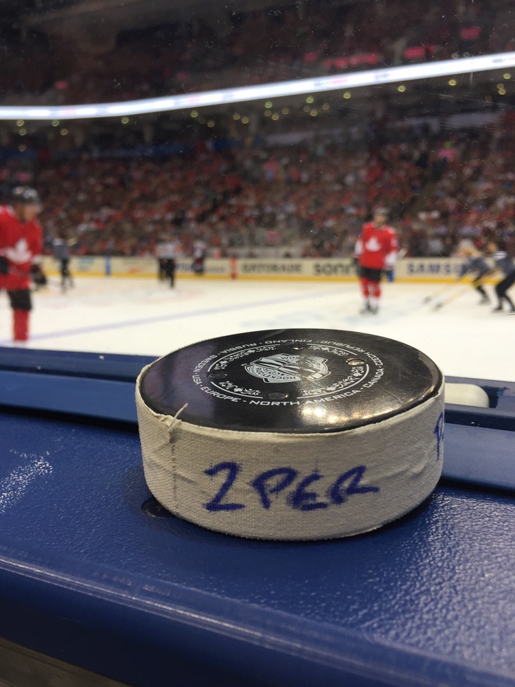 Team Canada vs. Team Czech Republic Game-Used World Cup of Hockey 2016 Puck, from 2nd Period of September 17, 2016 Game
