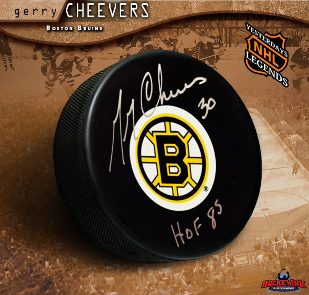 GERRY CHEEVERS Signed H.O.F. Boston Bruins Puck