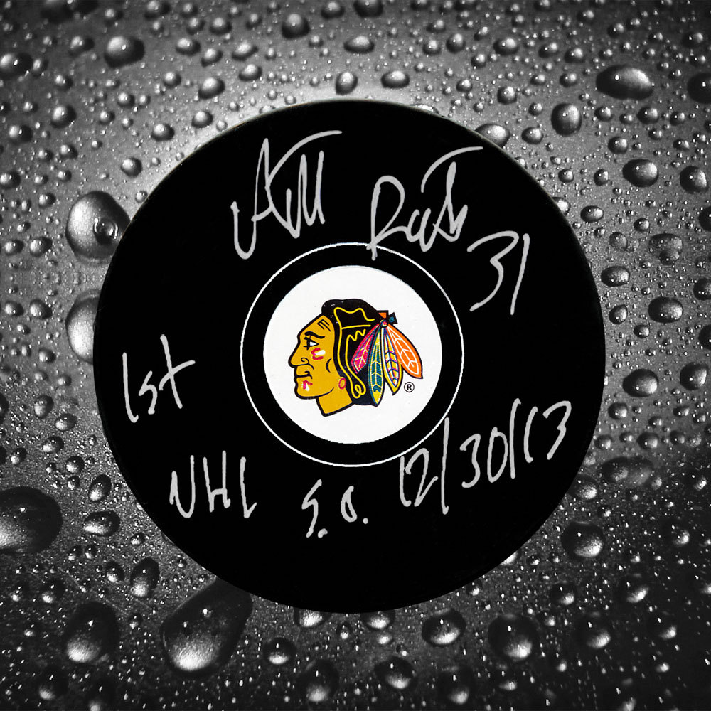 Antti Raanta Chicago Blackhawks 1st NHL SO 12/30/13 Autographed Puck