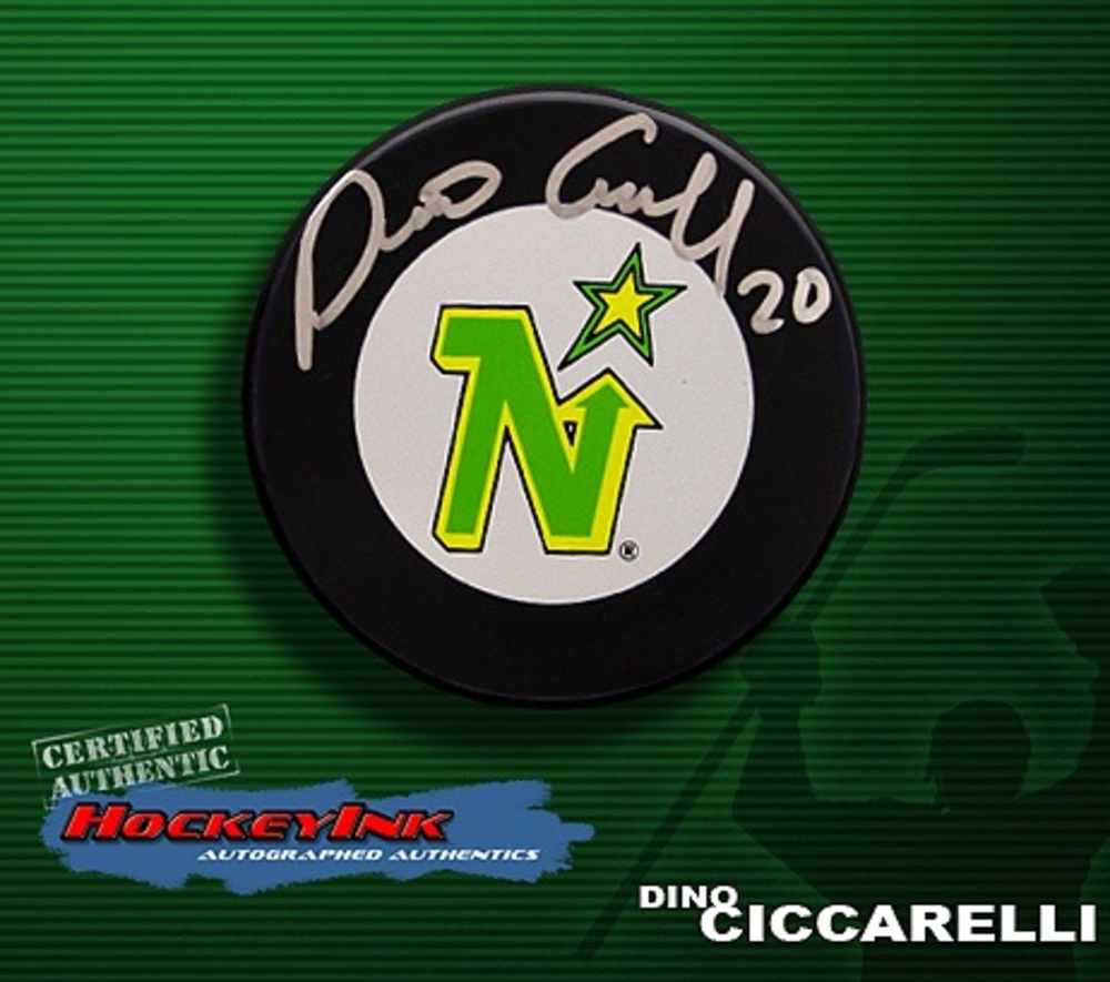 DINO CICCARELLI Signed Minnesota Northstars Puck