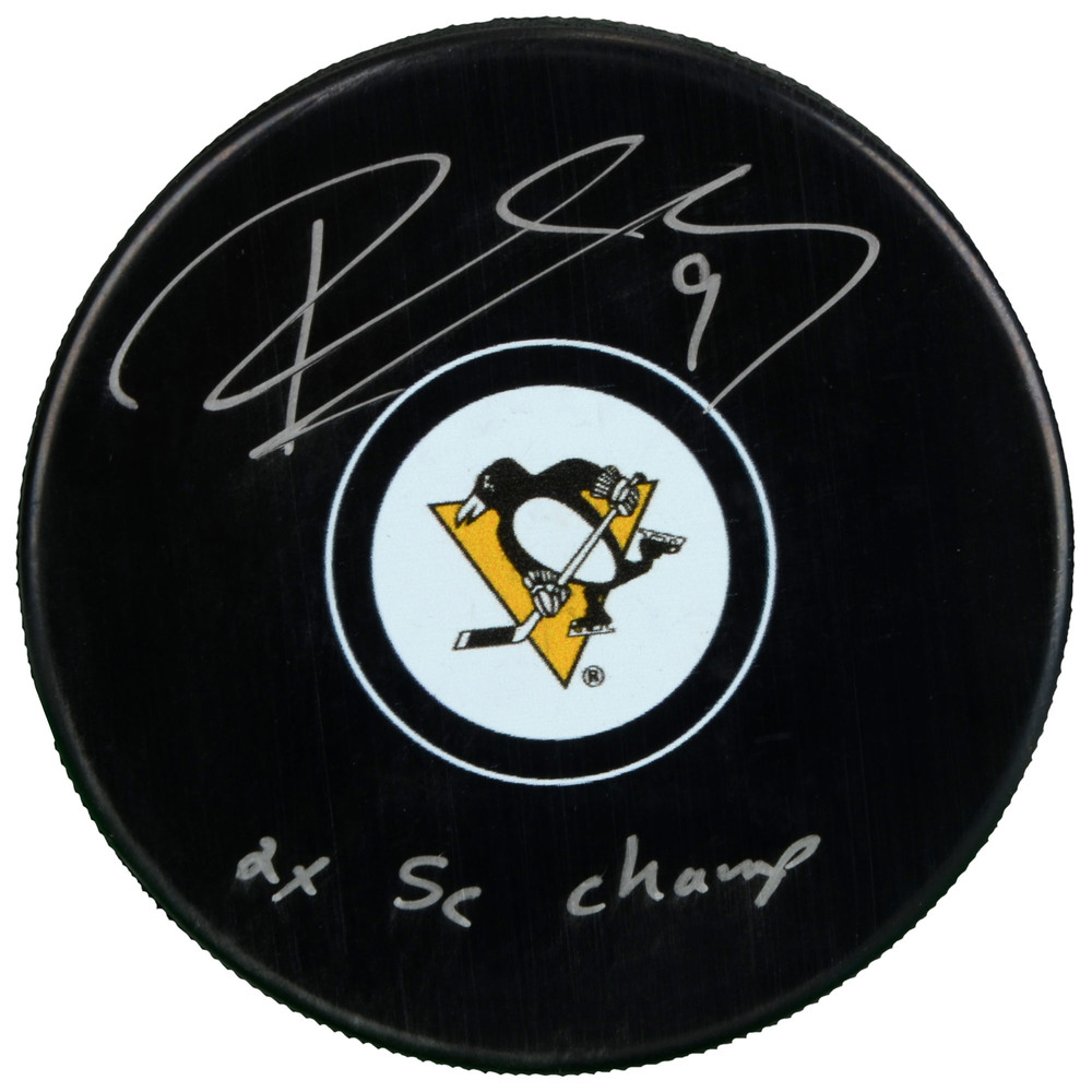 Pascal Dupuis Pittsburgh Penguins Autographed Hockey Puck with 2x SC Champs Inscription