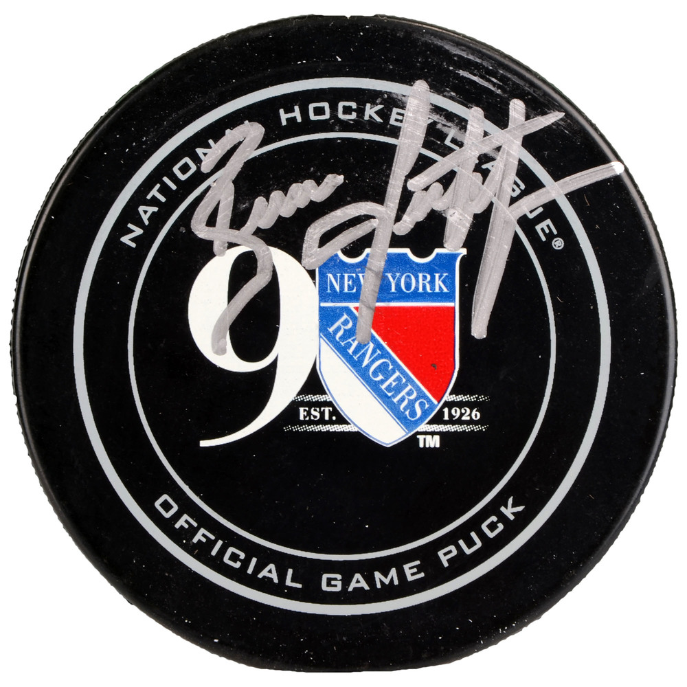 Brian Leetch New York Rangers Autographed 90th Anniversary Season Official Game Puck