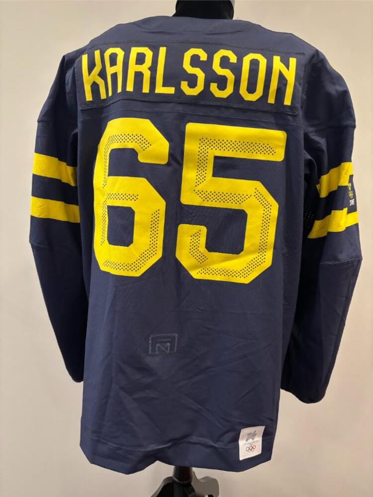 Erik Karlsson Sweden Game-Used Blue Jersey worn v. Slovakia on February 14, 2026, as a part of the 2026 Milano Cortina Winter Games.