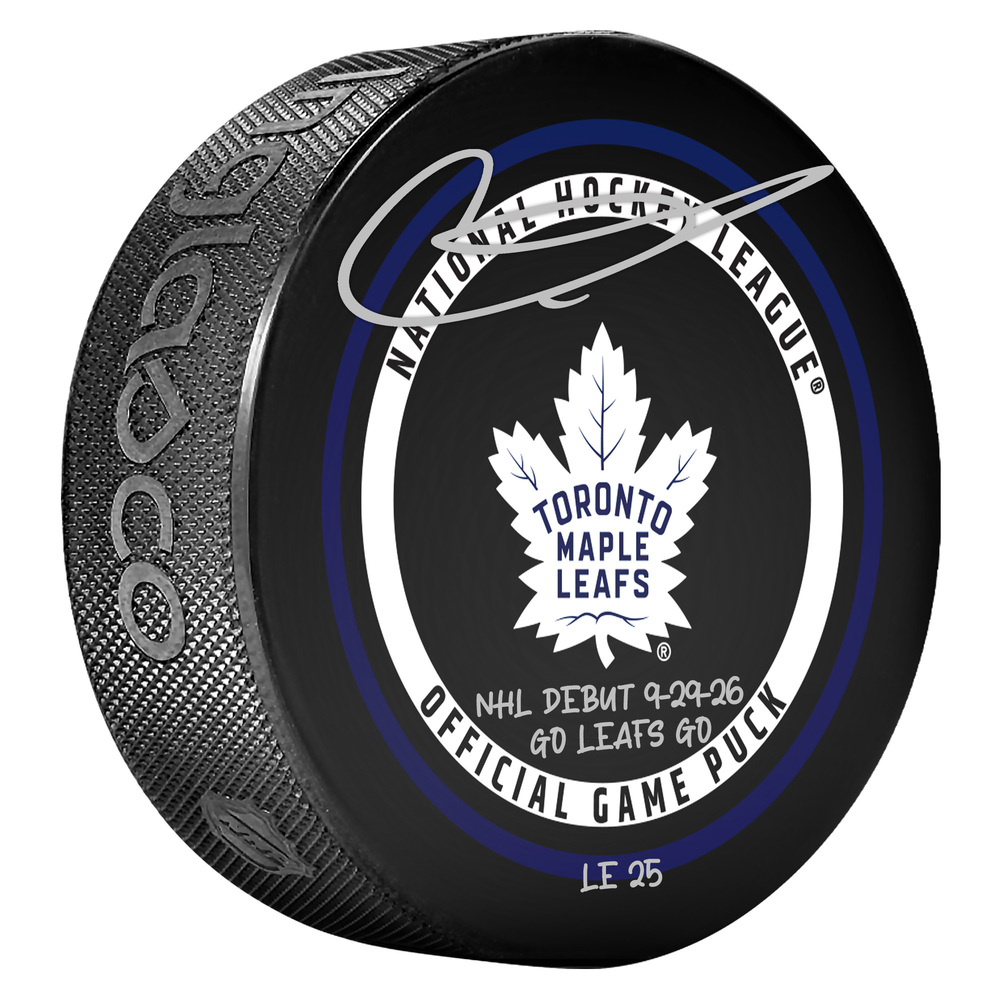 Gavin McKenna Toronto Maple Leafs Autographed Official Game Puck with Multiple Inscriptions - Limited Edition #1 of 25