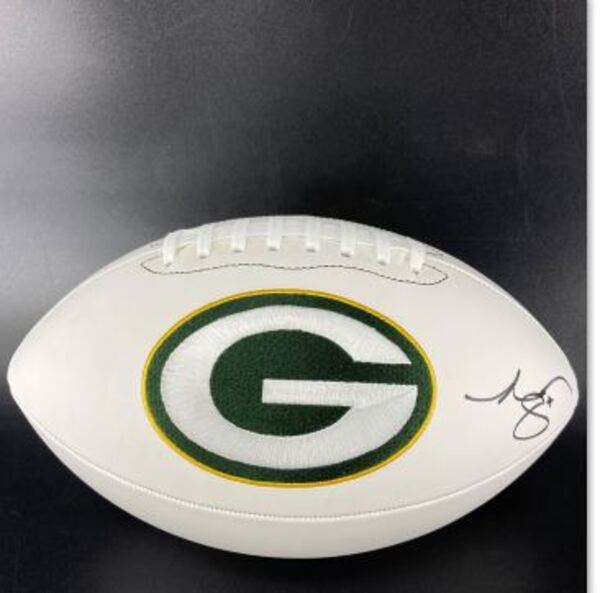 Packers - Romeo Doubs Signed Panel Ball With Stitched Packers Logo