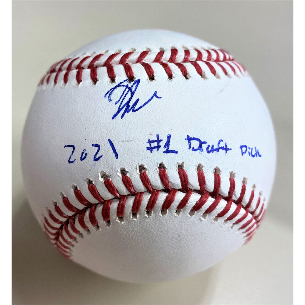 Jackson Jobe Autographed Baseball with "2021 1 Draft Pick" Inscription