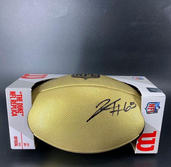 NFL - Titans JC Latham Signed Gold Composite Football