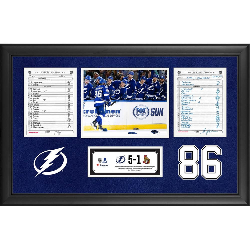 Tampa Bay Lightning Framed Original Line-Up Cards From February 27, 2017 vs. Ottawa Senators - Nikita Kucherov's Second Career Hat Trick