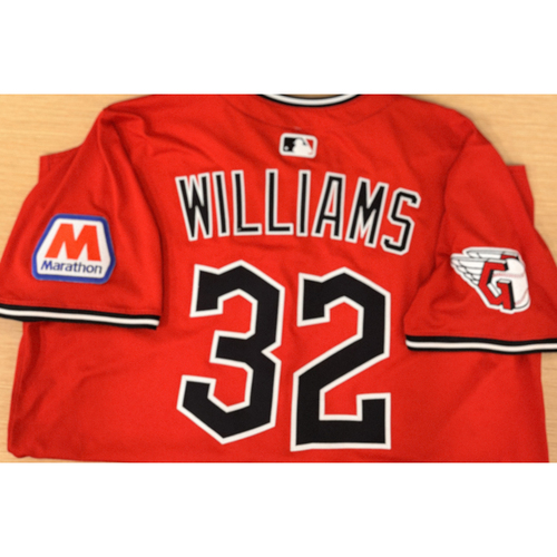 Photo of Team Issued Gavin Williams #32 Alternate Red Jersey