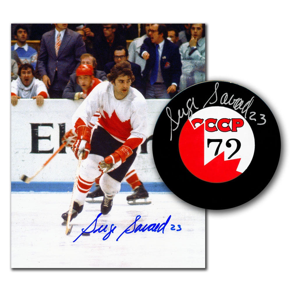 Serge Savard Team Canada 1972 Summit Series Autographed 8x10 & Puck Combo