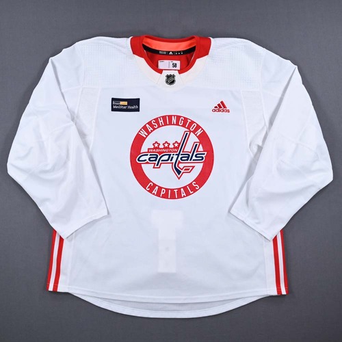 Image of Schultz, Justin<br>White Practice Jersey w/ MedStar Health Patch - CLEARANCE<br>Washington Capitals<br>#2