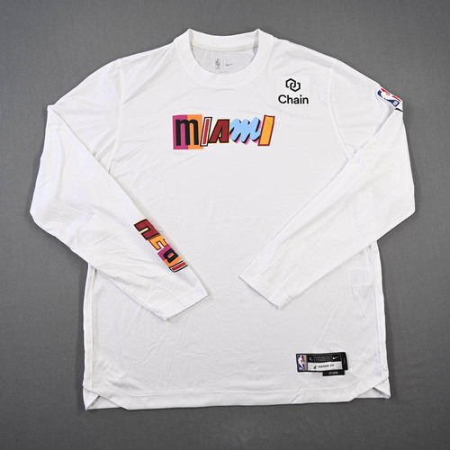 Image of Robinson, Orlando - Miami Heat - Game-Issued City Edition Long-Sleeved Shooting Shirt - 2022-23 NBA Season
