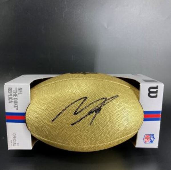 NFL - Eagles Makai Lemon Signed Gold Composite Football