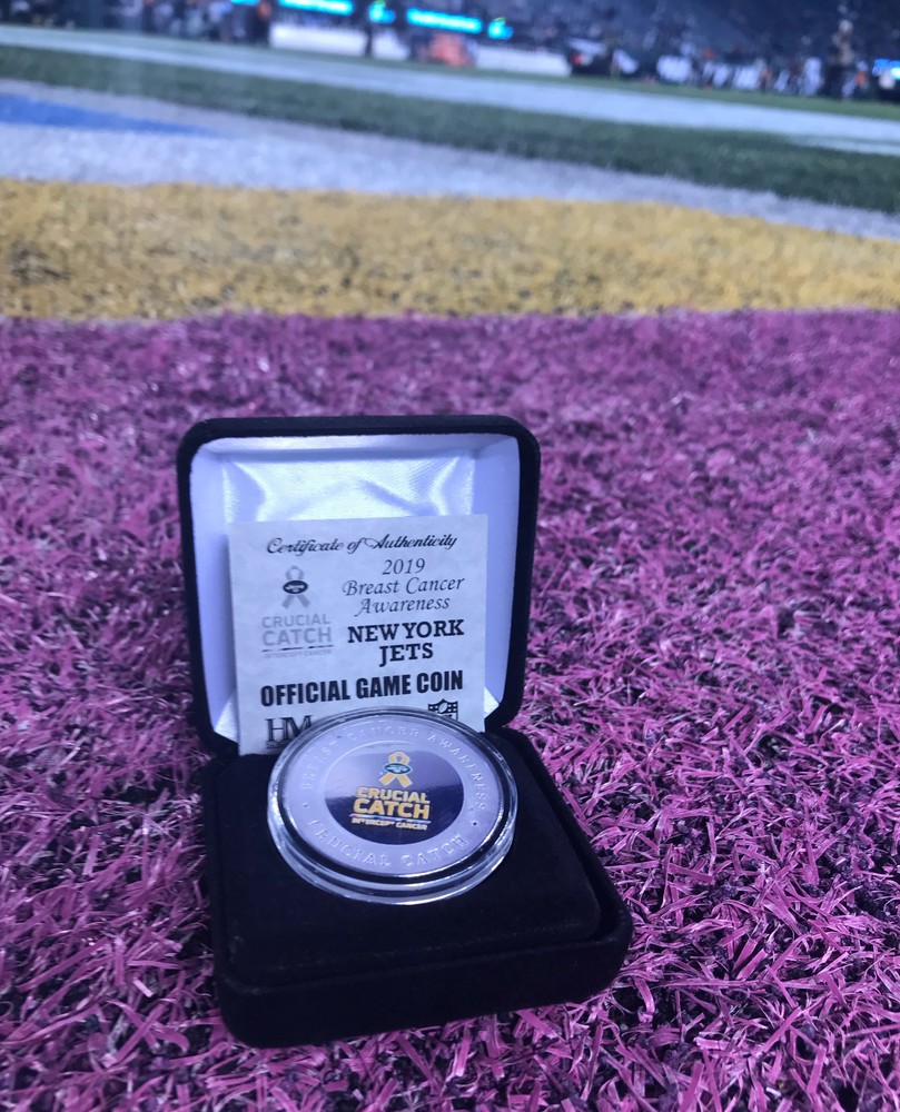 NFL Auction Crucial Catch Jets Game Used Flip Coin 10/13/19