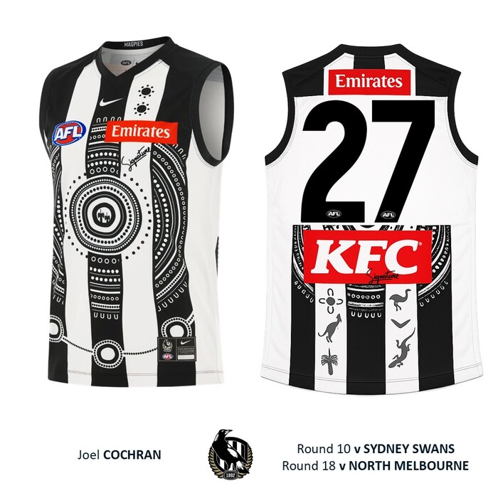 Photo of Joel Cochran #27 Collingwood 2026 Indigenous Player-Issue Guernsey
